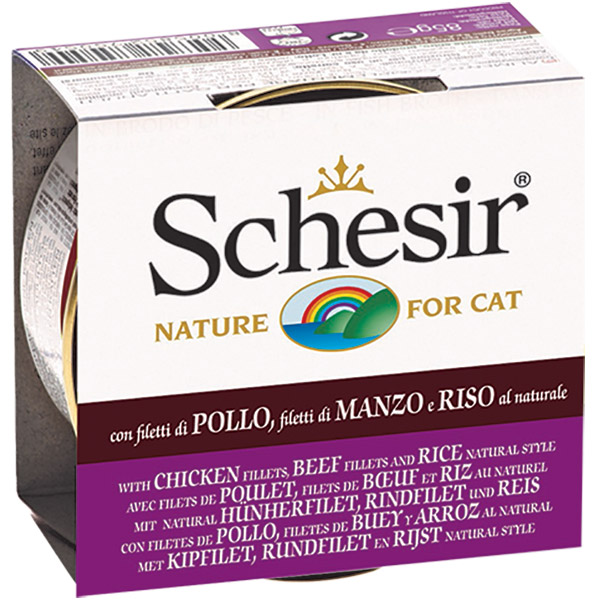 Schesir For Cat Su İçerisinde Tavuk ve Sığır Filetolu Kedi Maması 85g