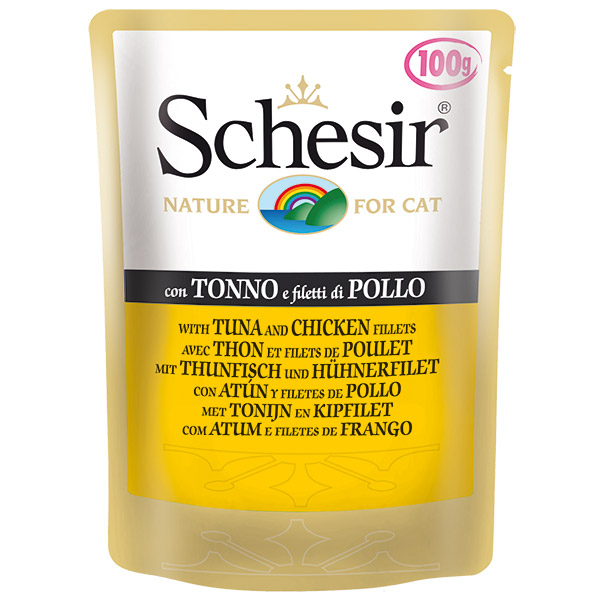 Schesir Cat Pouch Ton Balıklı ve Tavuklu Yaş Kedi Maması 100g