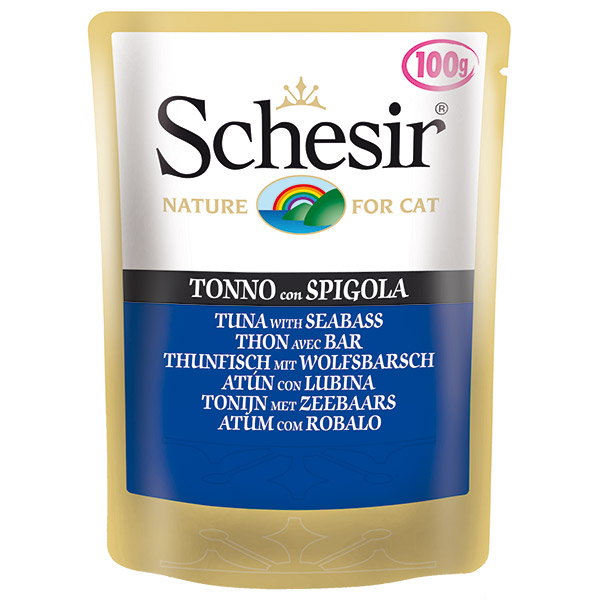 Schesir Cat Pouch Ton Balıklı ve Levrekli Yaş Kedi Maması 100g