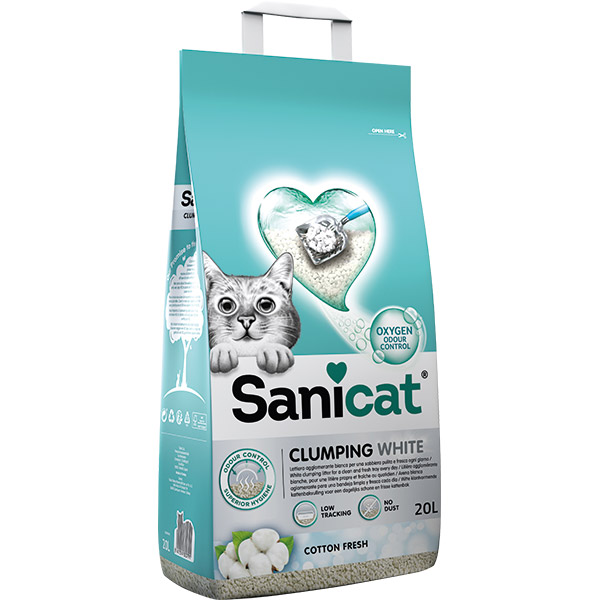 Sanicat Clumping White Cotton Fresh Topaklanan Kedi Kumu 20l