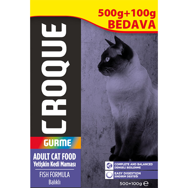 CROQUE GOURMET ADULT CAT FOOD FISH FORMULA 500+100g / Gurme Balıklı Yetişkin Kedi Mamaları