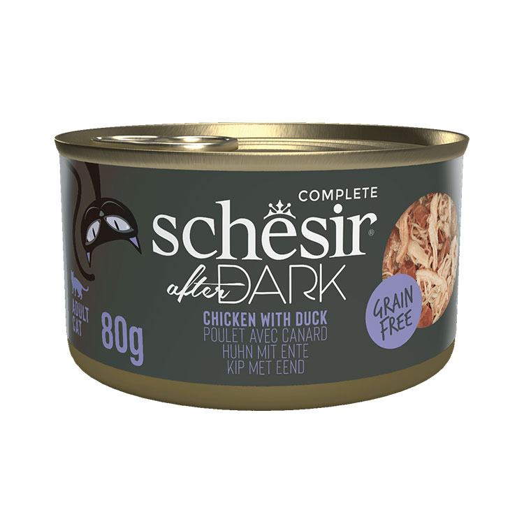 Schesir After Dark Tavuk ile Ördek Et Suyunda Yetişkin Kedi Konservesi 12x80g - Görsel 2