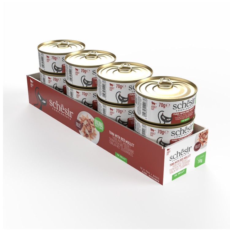 Schesir Tamamlayıcı Ton ve Barbun Balıklı Jöle İçinde Kedi Konservesi 70g - Görsel 2