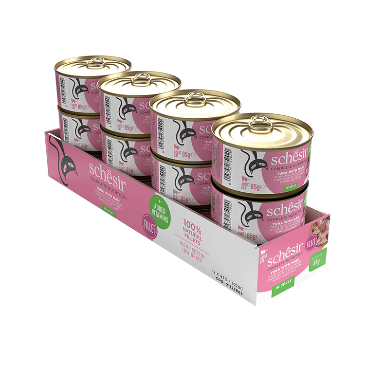 Schesir Jelly Ton Balığı ve Jambon Jöle İçinde Yetişkin Kedi Konservesi 85g - Image 2