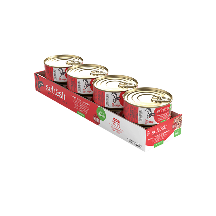 Schesir Tam ve Dengeli Ton Balığı ile Karidesli Jöle İçinde Kedi Konservesi 140g - Görsel 2