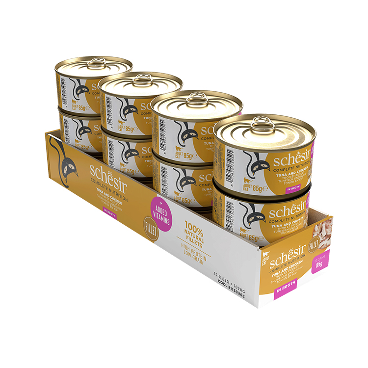 Schesir Ton Balıklı Tavuk Filetolu ve Pirinçli Pişirme Suyunda Yetişkin Kedi Konservesi 85g - Image 2